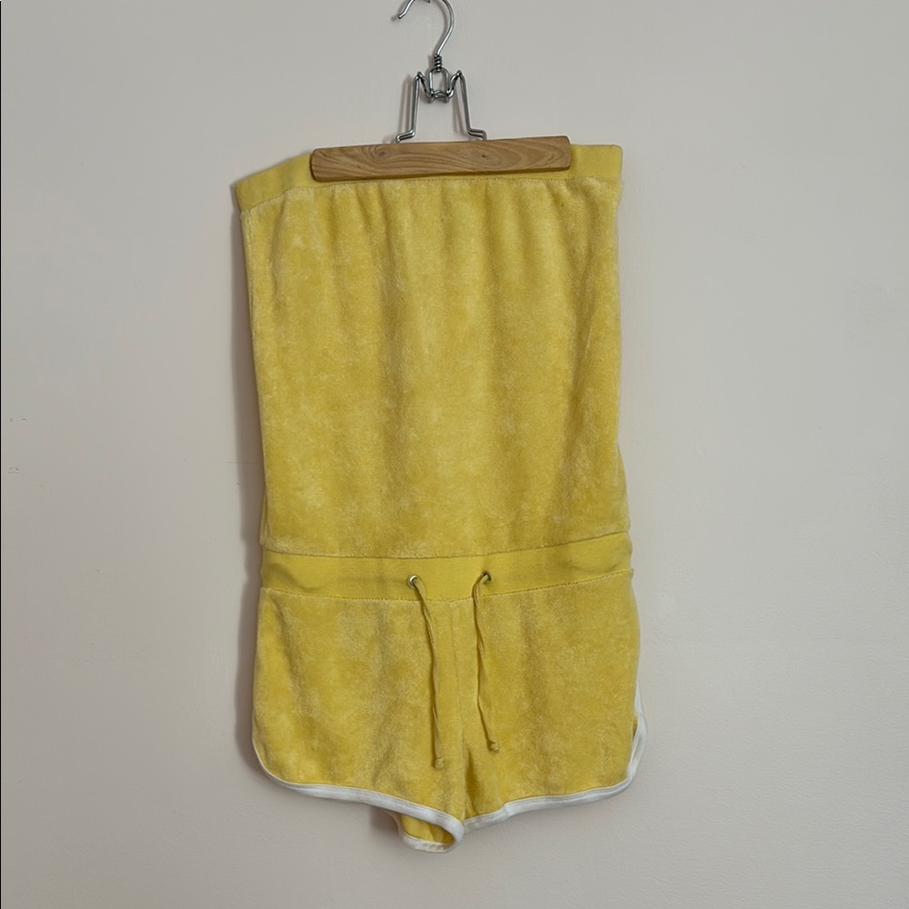 Vintage Yellow Terrycloth Strapless Romper – Soft, Sporty & Perfect for Summer